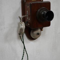 Antique British Wooden Wall Telephone