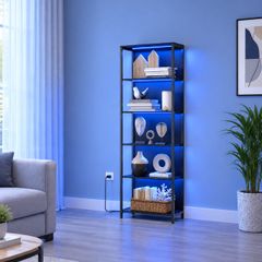 LED 6 Tier Bookcase with Adjustable Shelf with Steel Frame