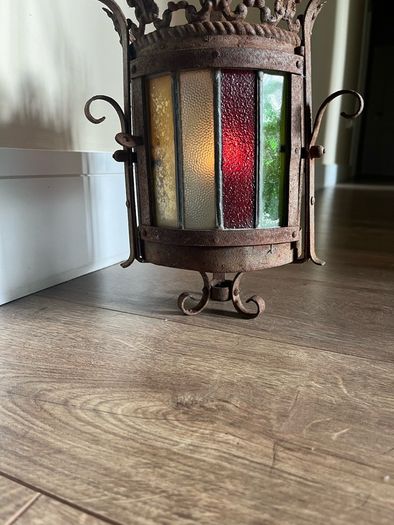 Antique Stained Glass Hall Lantern