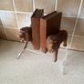 Handcarved Wooden Roaring Lions Bookends Image 6