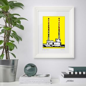 Yellow Poolbeg2, Large framed print by Helen Mathews