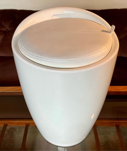 Wenko Rare Y2K Storage Stool Seat with White Faux Leather Lid