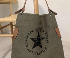 Vintage Canvas Tote Bag Khaki - BRAND NEW
