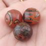 Vintage Lot of 3 Etched Carnelian Agate Unique Pattern Beads Lot Image 8
