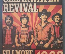 Vintage Style  Metal Sign. Creedence clearwater revival concert advertisement.