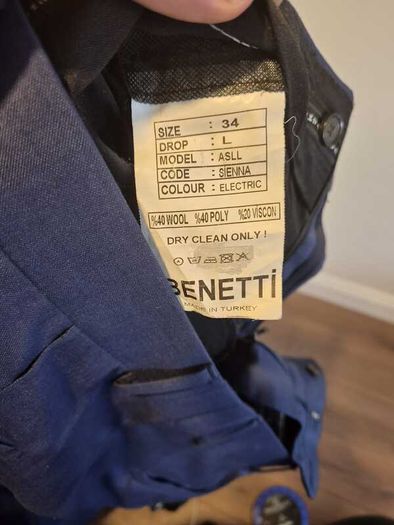Benetti Luxury 3 Piece Suit Electric Navy (Wedding, Best Man, Groomsman, Sunday Suit)