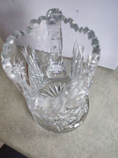 Antique American Brilliant heavy Crystal 1900 s Tall Sawtooth Pitcher, Brilliant Cut Glass Hobstar 9" Water Pitcher and  weighs about 7 lb. 3.1 kg.approx.