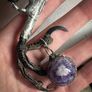Raven Claw Soldered with Chevron Dream Amethyst Crystal Oddity Talisman Witchy Spiritual Shaman Image 5