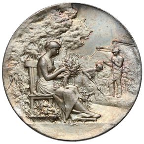 silver medal 1904 France, coin GOVIGNON, Medaille Societe d Horticulture de l Allier