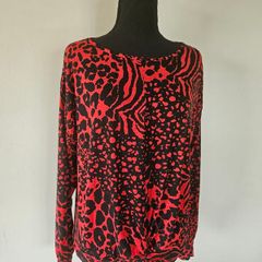 Red leopard print top from New Look UK12