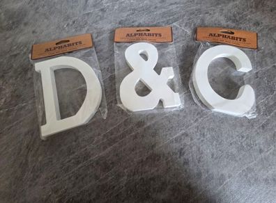 Wooden White D & C Letters Decor