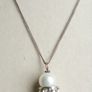 Vintage Sterling Silver 925 White Pearl and Crystal Necklace - Bridal Drop Pendant length 18" - 13,4g Image 3