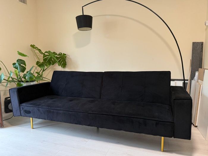 Velvety Black Sofa