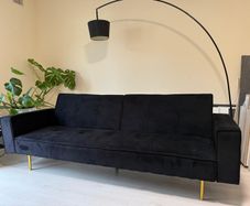 Velvety Black Sofa