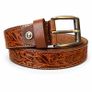 Unisex Genuine Leather Belt Vintage Embossed Design with Antique Buckle Casual & Formal Waist Belt Image 2