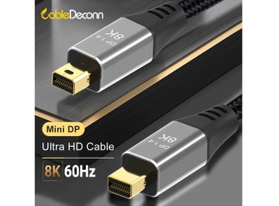 CableDeconn Premium 2M 8K@60Hz/4K@144Hz Mini DisplayPort (DP) v1.4 Male/Male Nylon Braided Gold Plated Cable (Brand New/Warranty)