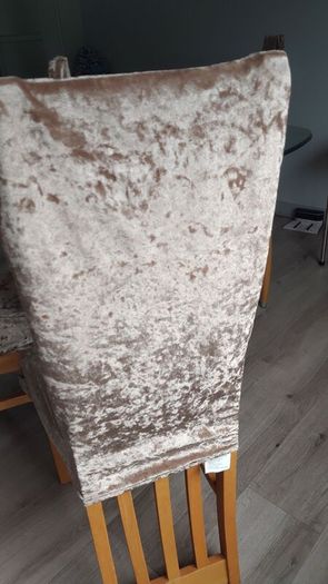 Grey or champagne velvet look chair covers 14 euro each