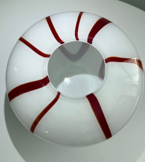 Large White & Red Studio Art Glass Vase