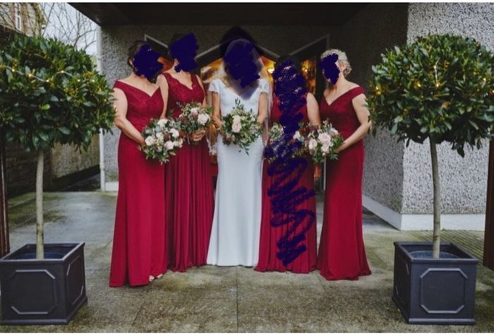 3 x Dessy burgundy bridesmaid dresses