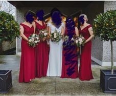 3 x Dessy burgundy bridesmaid dresses