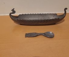 Vintage Handstopt Pewter Norwegian Viking Long Ship