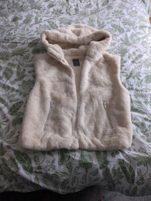 faux fur gilet with a hood
