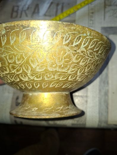 Antique Solid Brass Raised Pedestal, Holy Water Offering Bowl, Postage Available or Collection,