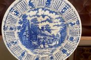 Vintage 1987 Calendar Plate English Blue and White Ironstone Rustic Wall Decor Retro Gift