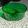 Arcoroc France "Diamant" 1970s  green glass collection, featuring a diamond-cut geometric pattern, one large bowl, 8 smaller ones, 9 green glass plates, 20th century Image 3