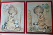 Two Vintage Coby Prints Boy Girl Praying