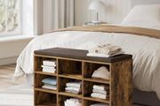 New 9 Compartment Shoe Bench With Padded Stool (Rustic brown) FREE P&amp;P