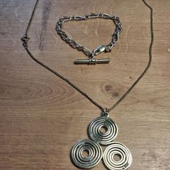 Irish Newgrange Sterling Silver Pendant Set And Bracelet (36 grams)