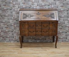 French Louis XV Revival Carved Solid Oak Bureau/Secretary, c.1920s