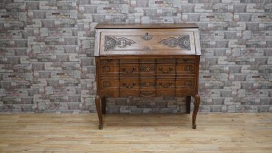 French Louis XV Revival Carved Solid Oak Bureau/Secretary, c.1920s
