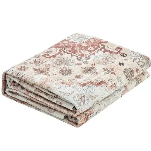 Area Rug, 8 x 10 ft Large Washable Rug, Non-Slip and Tear-Resistant Soft Carpet, Pet & Child Friendly Vintage Area Rugs, Indoor Mat for Bedroom, Living Room, Kids Room, Office, Brown Red