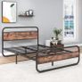 King Size Bed Frame with Headboard,Oval-Shaped Pla Image 6