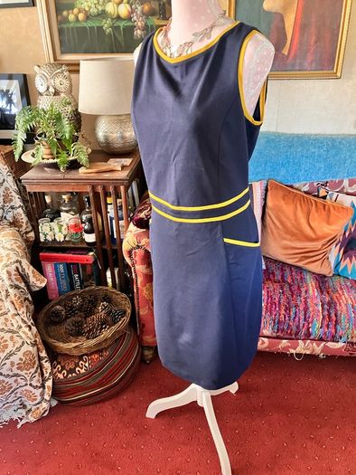 Boden Sabrina Ponte Shift Dress - Navy & Yellow - Size 16R