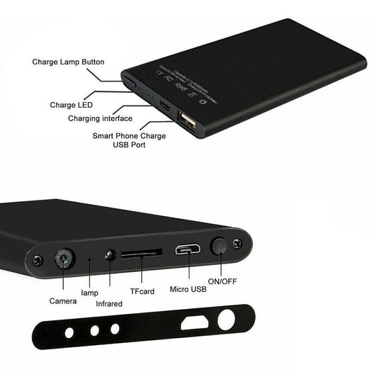 Hidden Camera 1080p HD 5000mAh Power Bank Camera No WiFi Spy Nanny Cam DVR