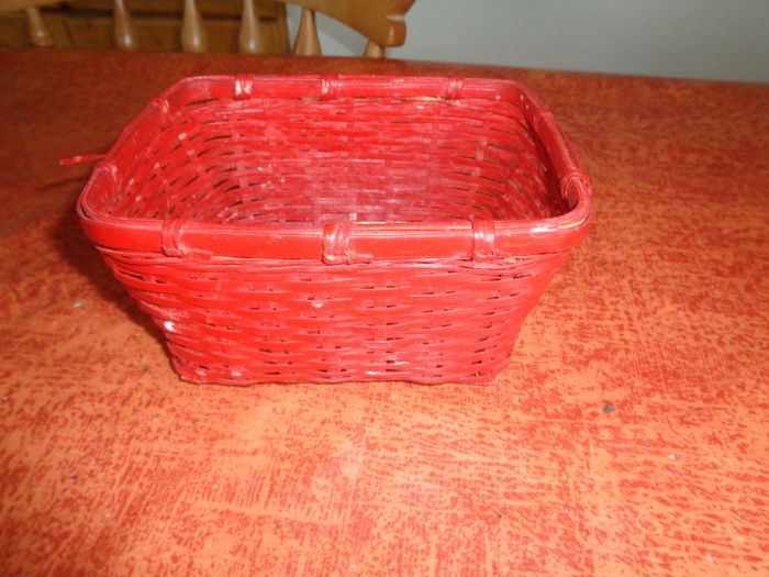 Red Square Wicker Basket for Sale