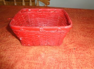 Red Square Wicker Basket for Sale