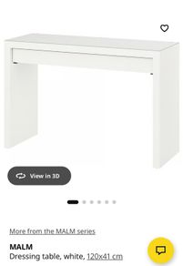 IKEA Malm White desk makeup dressing table size 120 x 41 cm. Brand new in box