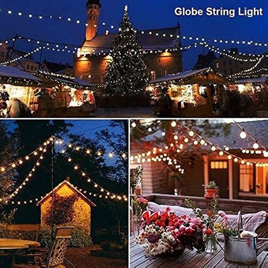 Outdoor String Lights LED Mains Powered G40 Globe Festoon Lights 100FT with 50+2 Bulbs, Waterproof Indoor Outdoor Garden Lights for Bistro, Terrace, Patio, Outside, Wedding, WarmWhite 2700K (FREE POSTAGE)