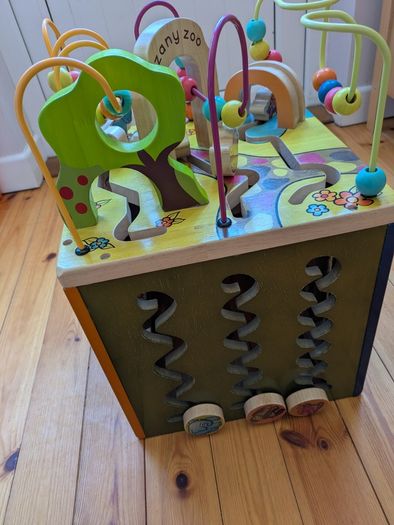 zany zoo wooden activity cube