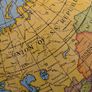Vintage USSR Era World Globe Orange Meridian International Flag Base Image 7