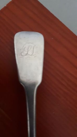 antique IRISH silver tablespoon