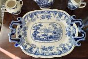 Antique Victorian Staffordshire transferware serving platter