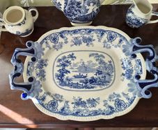 Antique Victorian Staffordshire transferware serving platter