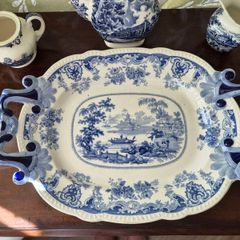 Antique Victorian Staffordshire transferware serving platter