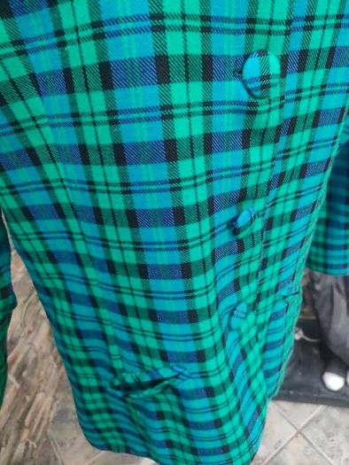 Green and Blue tartan plaid Blazer made in Ireland size 16