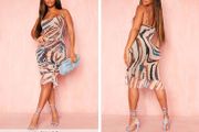 Stone animal print midi shape Dress